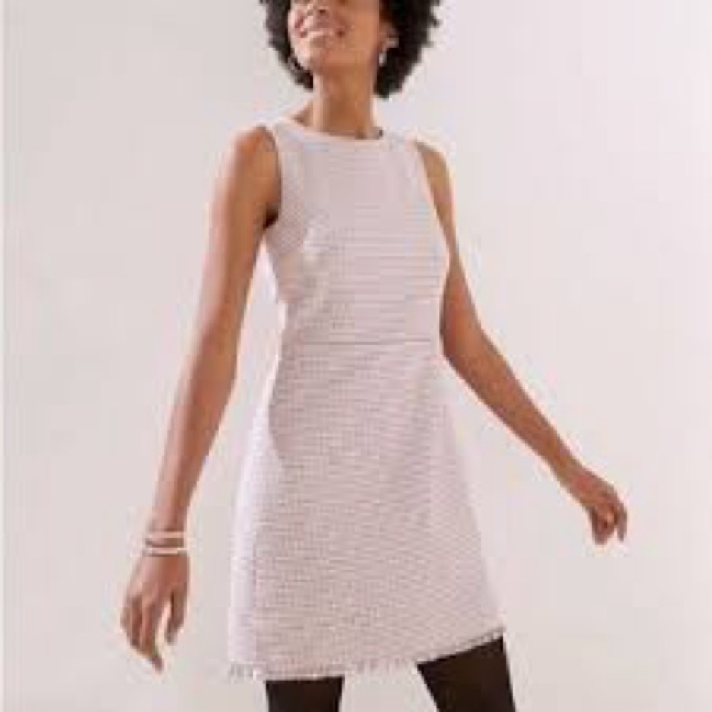 Ann Taylor Textured Cream Mini Dress